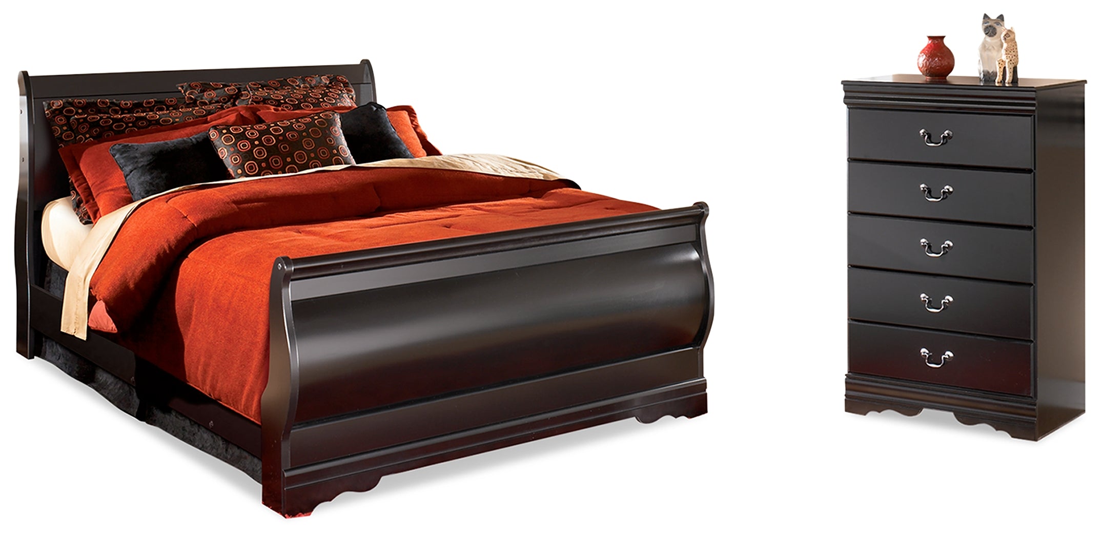Best Deals Furniture - Ashley Furniture - Huey Vineyard Queen Sleight Bed and Chest - Queen Sleight Bed and Chest - B128B48