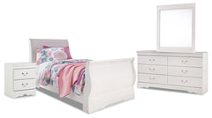 Best Deals Furniture - Ashley Furniture - Anarasia Twin Sleigh Bed, Dresser, Mirror and Nightstand - Twin Sleigh Bed, Dresser, Mirror and Nightstand - B129B10