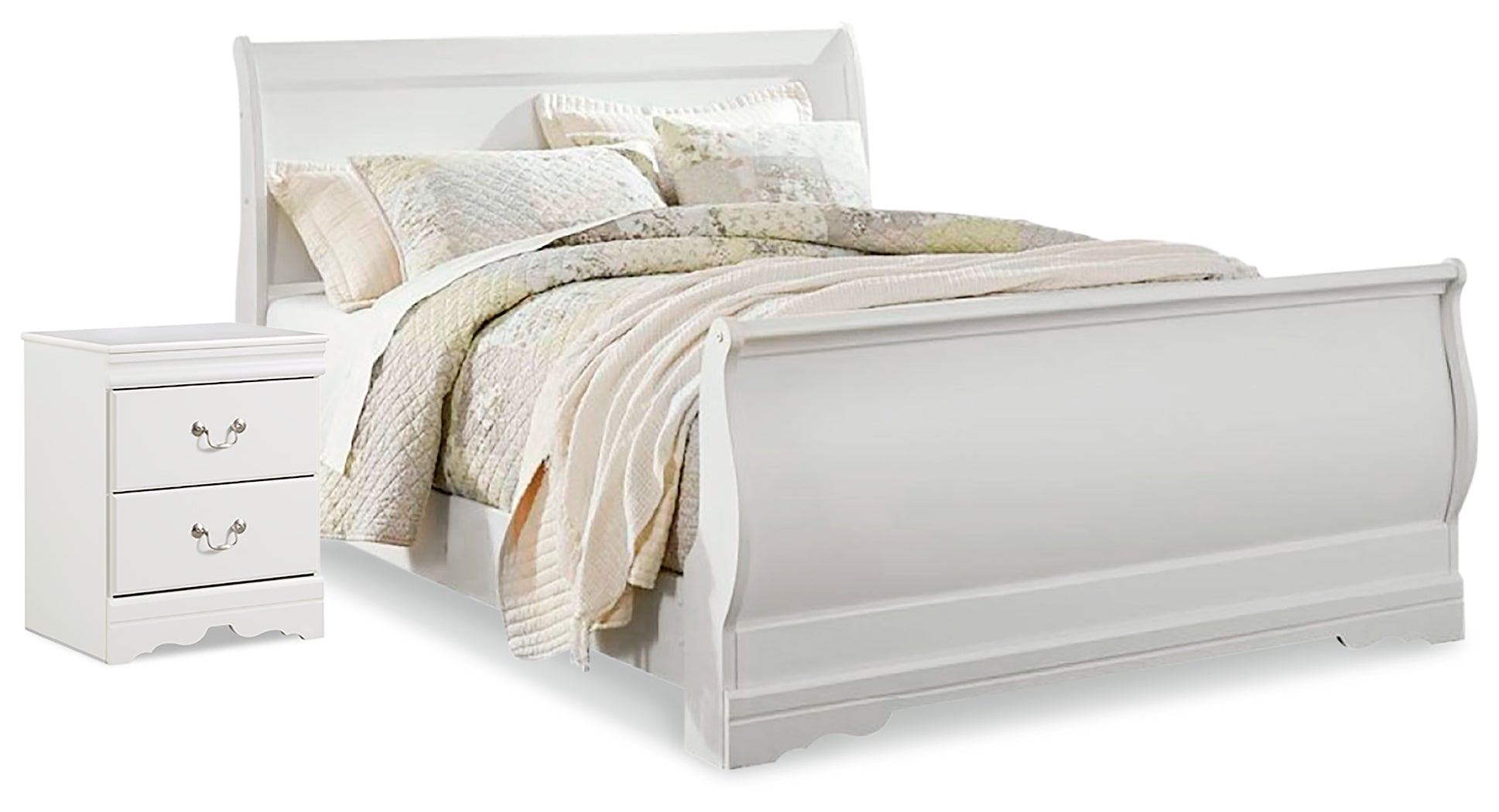 Best Deals Furniture - Ashley Furniture - Anarasia Queen Sleigh Bed and Nightstand - Queen Sleigh Bed and Nightstand - B129B15