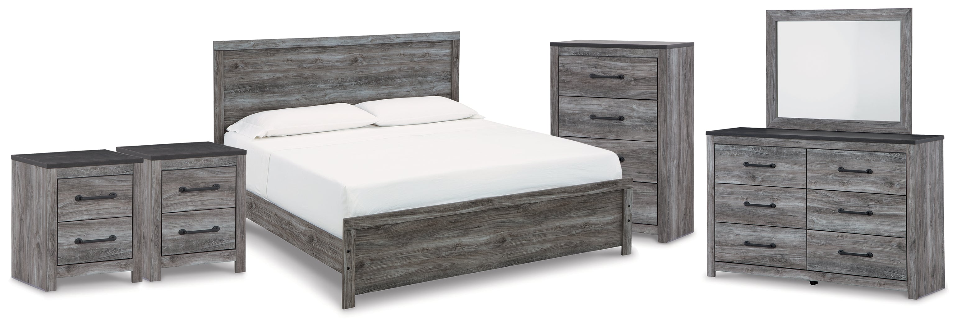 Best Deals Furniture - Ashley Furniture - Bronyan King Panel Bed, Dresser, Mirror, Chest and 2 Nightstands - King Panel Bed, Dresser, Mirror, Chest and 2 Nightstands - B1290B8
