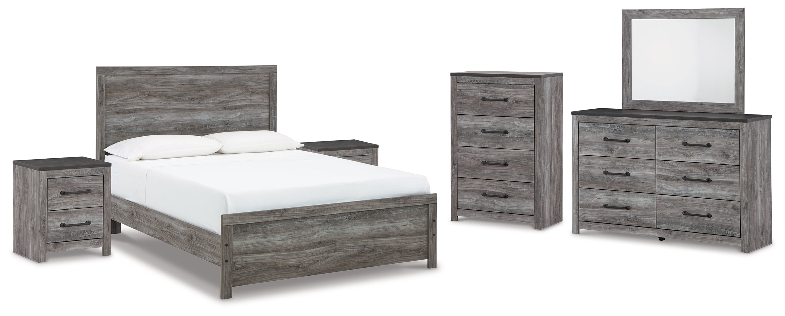 Best Deals Furniture - Ashley Furniture - Bronyan Queen Panel Bed, Dresser, Mirror, Chest and 2 Nightstands - Queen Panel Bed, Dresser, Mirror, Chest and 2 Nightstands - B1290B10