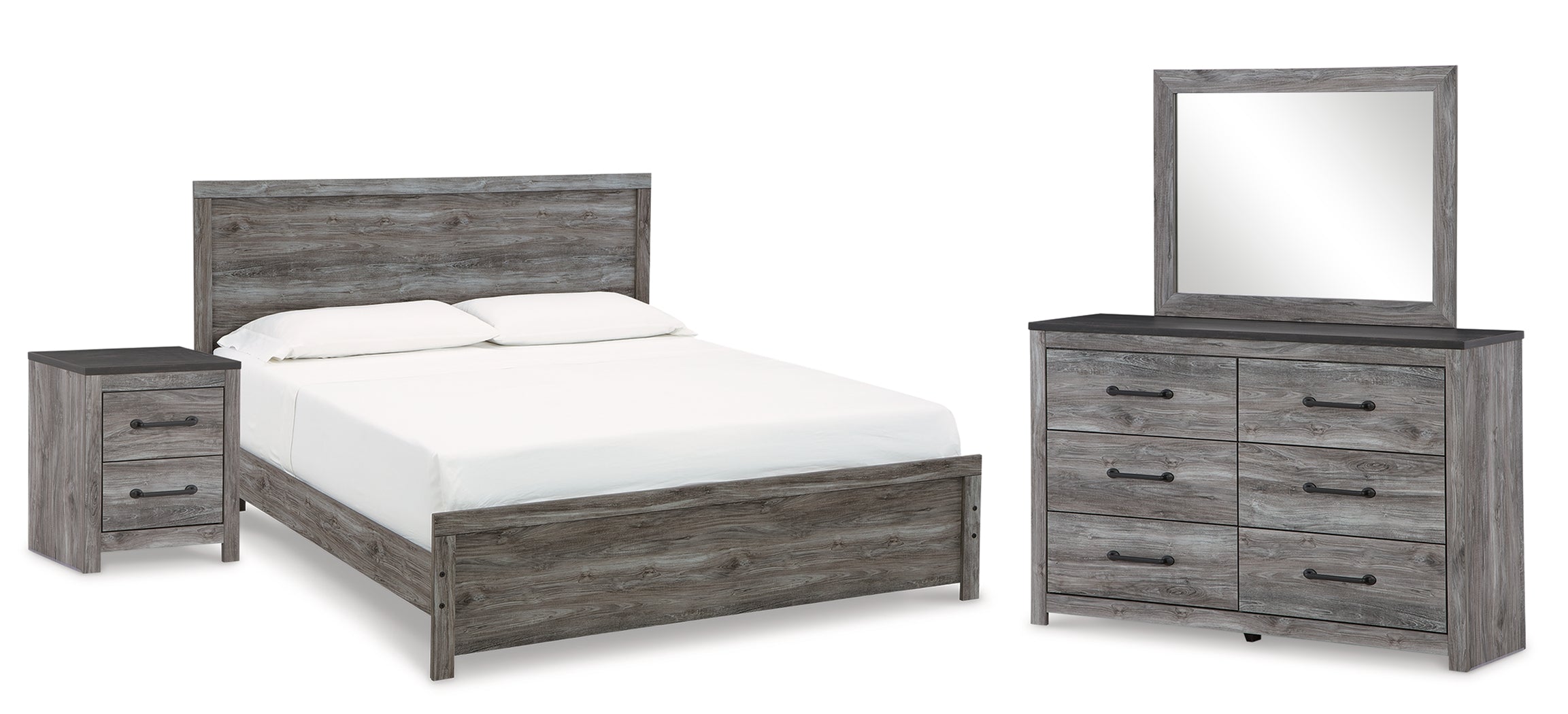 Best Deals Furniture - Ashley Furniture - Bronyan King Panel Bed, Dresser, Mirror and Nightstand - King Panel Bed, Dresser, Mirror and Nightstand - B1290B9
