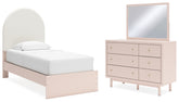 Best Deals Furniture - Ashley Furniture - Wistenpine Twin Upholstered Panel Bed, Dresser and Mirror - Twin Upholstered Panel Bed, Dresser and Mirror - B1323B2