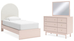 Best Deals Furniture - Ashley Furniture - Wistenpine Twin Upholstered Panel Bed, Dresser and Mirror - Twin Upholstered Panel Bed, Dresser and Mirror - B1323B2