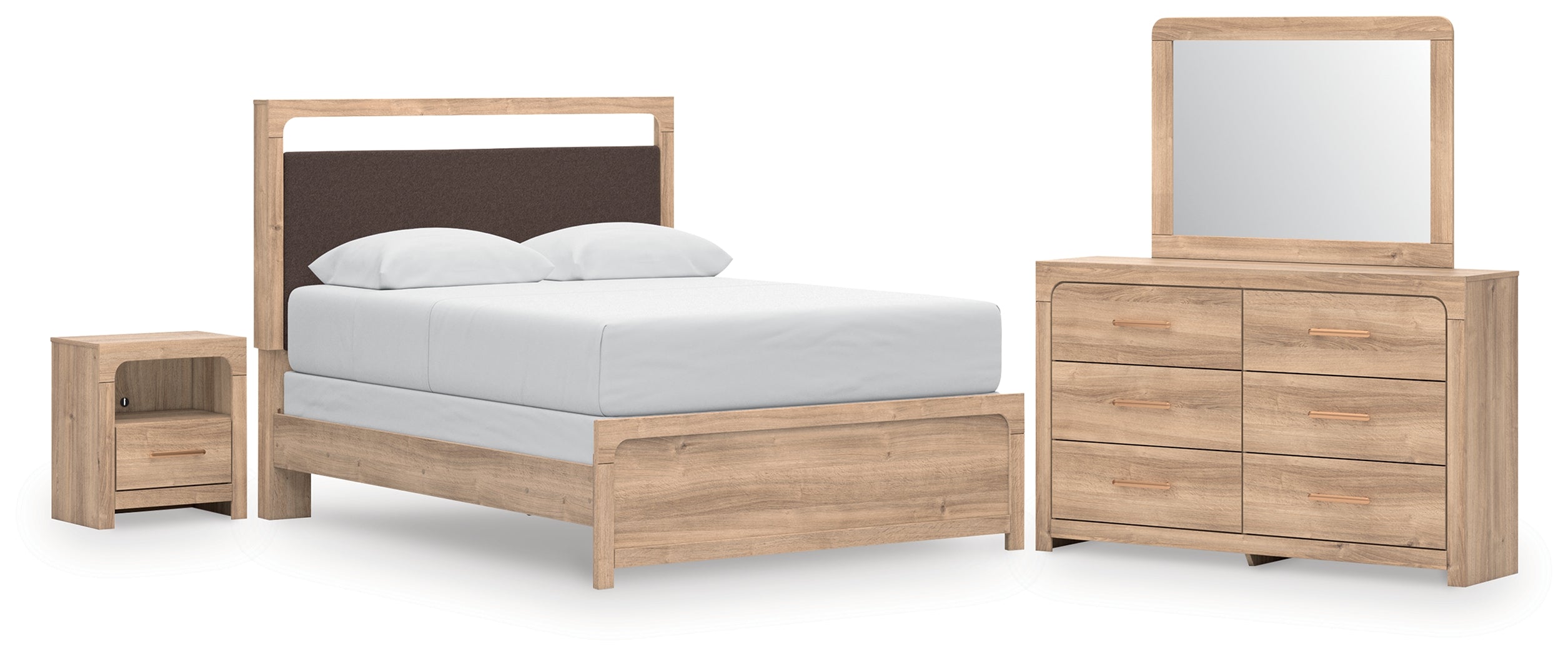 Best Deals Furniture - Ashley Furniture - Kinlanni Queen Panel Bed, Dresser, Mirror and Nightstand - Queen Panel Bed, Dresser, Mirror and Nightstand - PCB1360B17