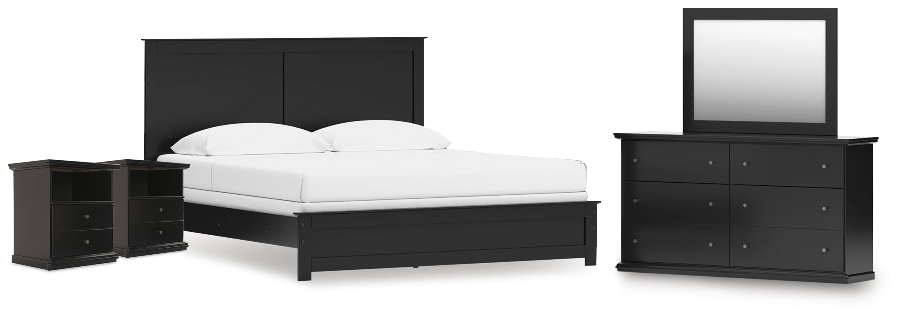 Best Deals Furniture - Ashley Furniture - Maribel King Panel Bed, Dresser, Mirror and 2 Nightstands - King Panel Bed, Dresser, Mirror and 2 Nightstands - B138B70