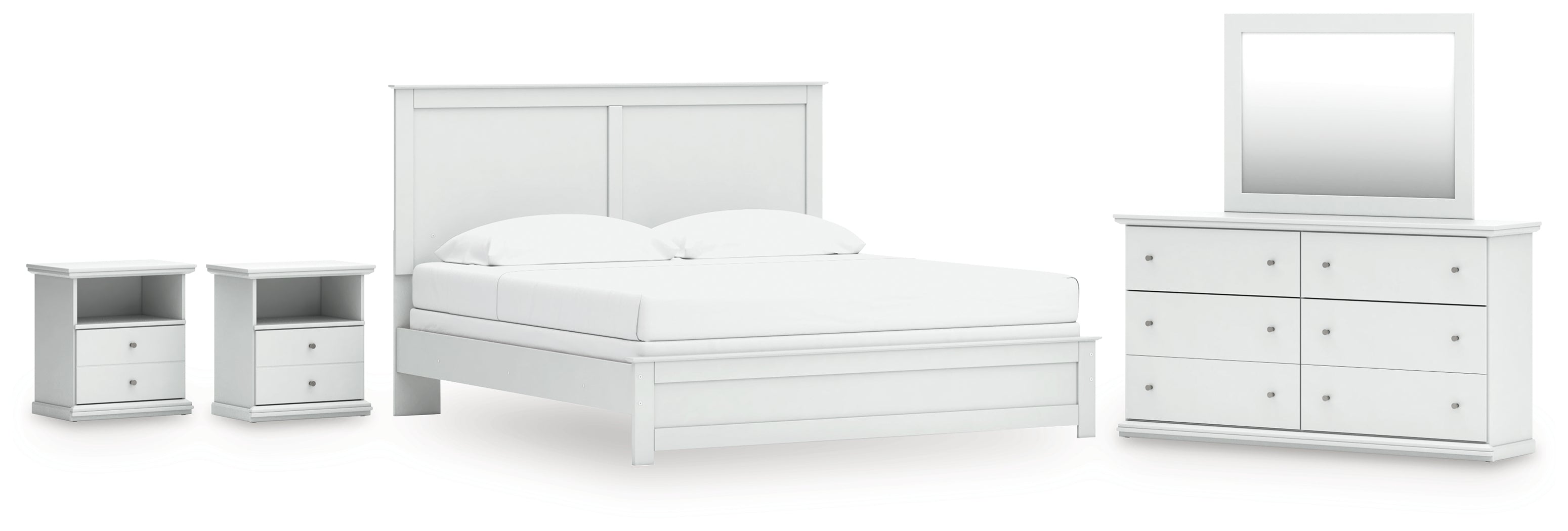 Best Deals Furniture - Ashley Furniture - Bostwick Shoals King Panel Bed, Dresser, Mirror and 2 Nightstands - King Panel Bed, Dresser, Mirror and 2 Nightstands - B139B52