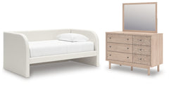 Best Deals Furniture - Ashley Furniture - Arloster Twin Upholstered Day Bed, Dresser and Mirror - Twin Upholstered Day Bed, Dresser and Mirror - PCB1566B14
