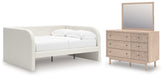 Best Deals Furniture - Ashley Furniture - Arloster Full Upholstered Day Bed, Dresser and Mirror - Full Upholstered Day Bed, Dresser and Mirror - PCB1566B15