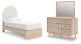 Best Deals Furniture - Ashley Furniture - Arloster Twin Upholstered Panel Bed, Dresser and Mirror - Twin Upholstered Panel Bed, Dresser and Mirror - PCB1566B12