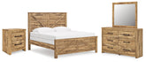 Best Deals Furniture - Ashley Furniture - Maystonna King Crossbuck Panel Bed, Dresser, Mirror and Nightstand - King Crossbuck Panel Bed, Dresser, Mirror and Nightstand - PCB1580B9