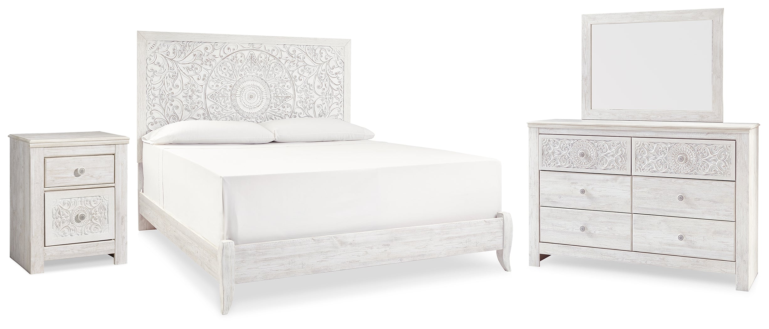 Best Deals Furniture - Ashley Furniture - Paxberry King Panel Bed, Dresser, Mirror and Nightstand - King Panel Bed, Dresser, Mirror and Nightstand - B181B33