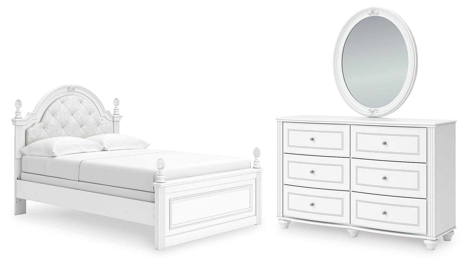 Best Deals Furniture - Ashley Furniture - Kozlani Full Upholstered Panel Bed, Dresser and Mirror - Full Upholstered Panel Bed, Dresser and Mirror - PCB1819B15