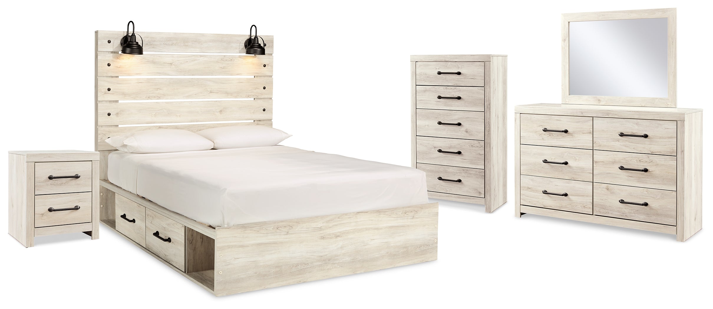 Best Deals Furniture - Ashley Furniture - Cambeck Queen Panel Bed with Storage, Dresser, Mirror, Chest and Nightstand - Queen Panel Bed with Storage, Dresser, Mirror, Chest and Nightstand - B192B60