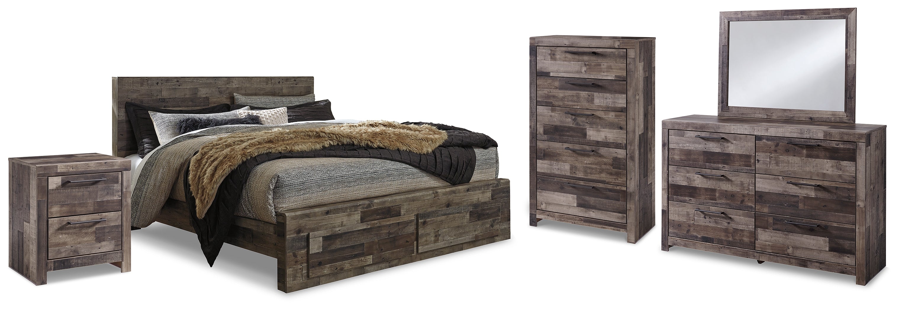 Best Deals Furniture - Ashley Furniture - Derekson King Panel Storage Bed, Dresser, Mirror, Chest and Nightstand - King Panel Storage Bed, Dresser, Mirror, Chest and Nightstand - B200B74