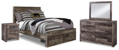 Best Deals Furniture - Ashley Furniture - Derekson Full Panel Storage Bed, Dresser, Mirror and Nightstand - Full Panel Storage Bed, Dresser, Mirror and Nightstand - B200B79