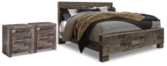 Best Deals Furniture - Ashley Furniture - Derekson King Panel Bed and 2 Nightstands - King Panel Bed and 2 Nightstands - B200B83