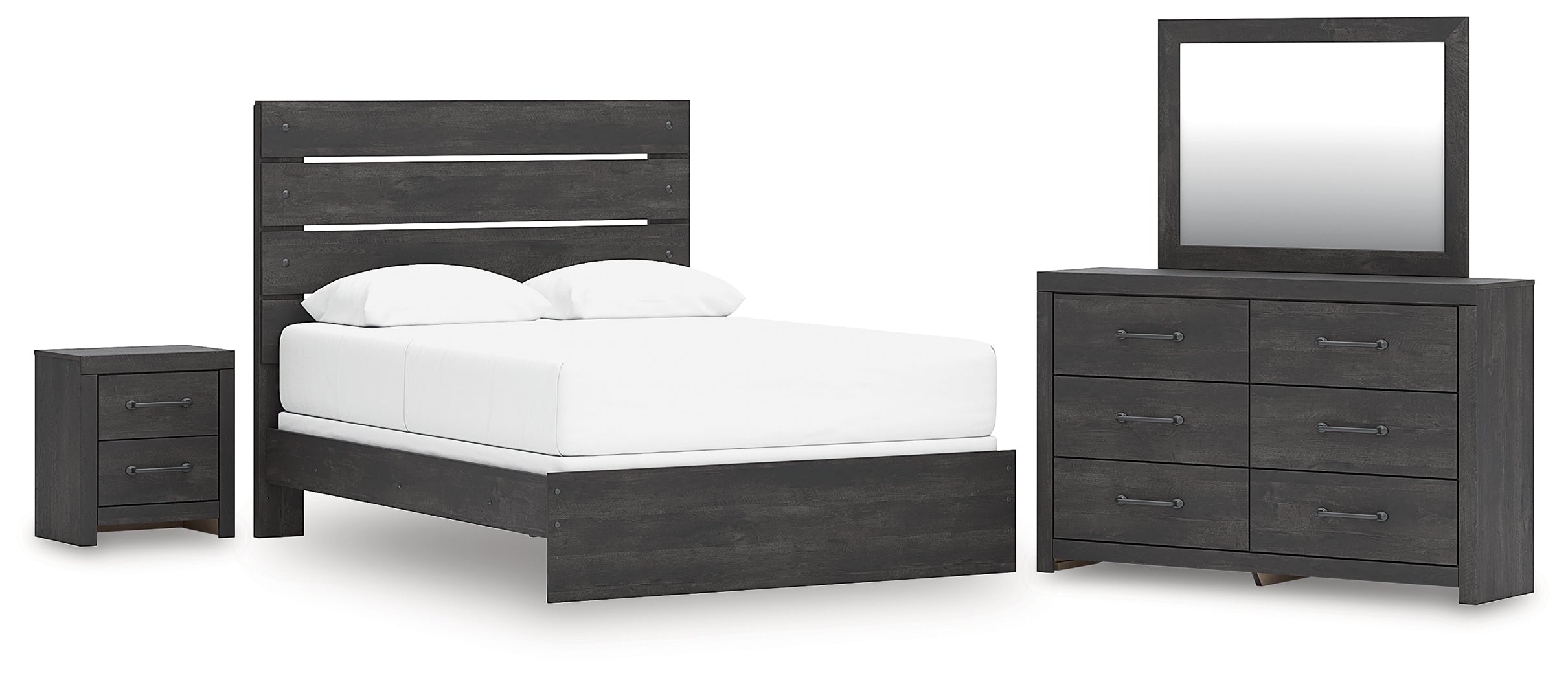 Best Deals Furniture - Ashley Furniture - Hollivern Queen Panel Bed, Dresser, Mirror and Nightstand - Queen Panel Bed, Dresser, Mirror and Nightstand - PCB2108B25