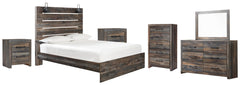 Best Deals Furniture - Ashley Furniture - Drystan Queen Panel Bed, Dresser, Mirror, Chest and 2 Nightstands - Queen Panel Bed, Dresser, Mirror, Chest and 2 Nightstands - B211B131