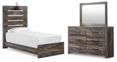 Best Deals Furniture - Ashley Furniture - Drystan Twin Panel Bed, Dresser and Mirror - Twin Panel Bed, Dresser and Mirror - B211B5