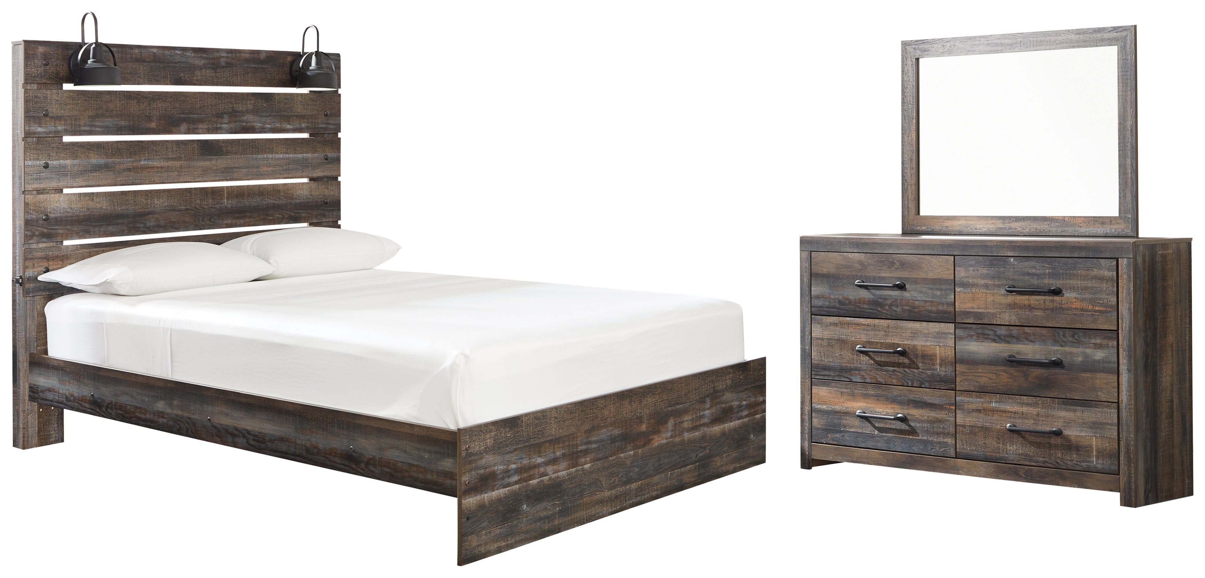 Best Deals Furniture - Ashley Furniture - Drystan Queen Panel Bed, Dresser and Mirror - Queen Panel Bed, Dresser and Mirror - B211B7