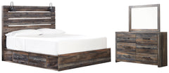 Best Deals Furniture - Ashley Furniture - Drystan King Storage Bed, Dresser and Mirror - King Storage Bed, Dresser and Mirror - B211B83