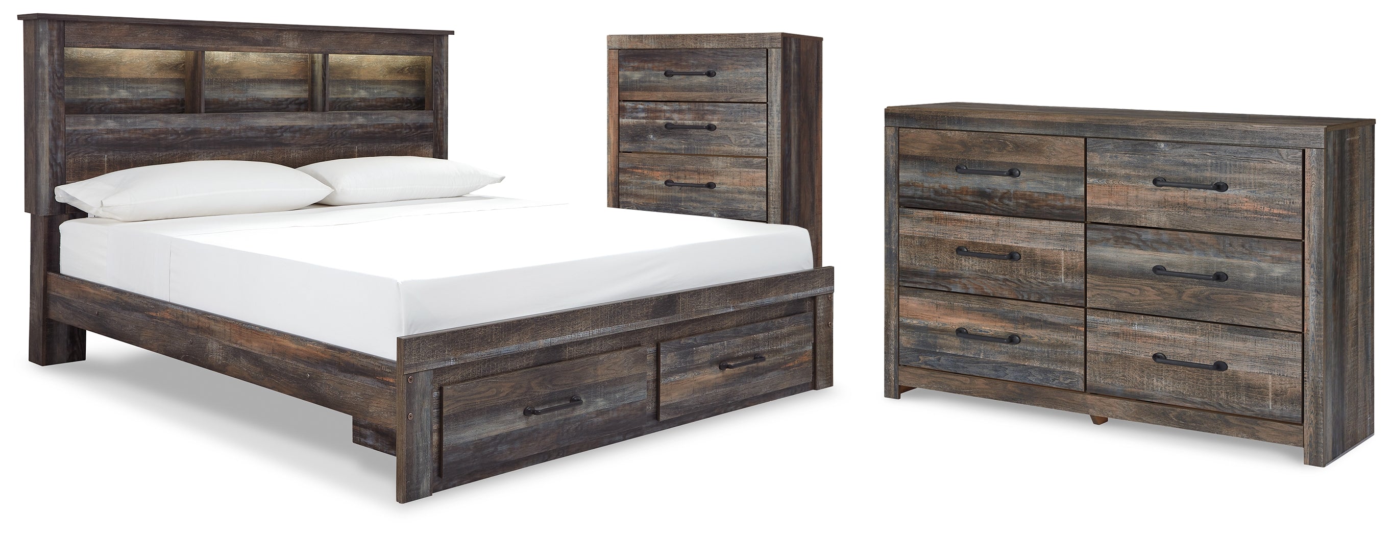 Best Deals Furniture - Ashley Furniture - Drystan King Bookcase Storage Bed, Dresser and Chest - King Bookcase Storage Bed, Dresser and Chest - B211B116