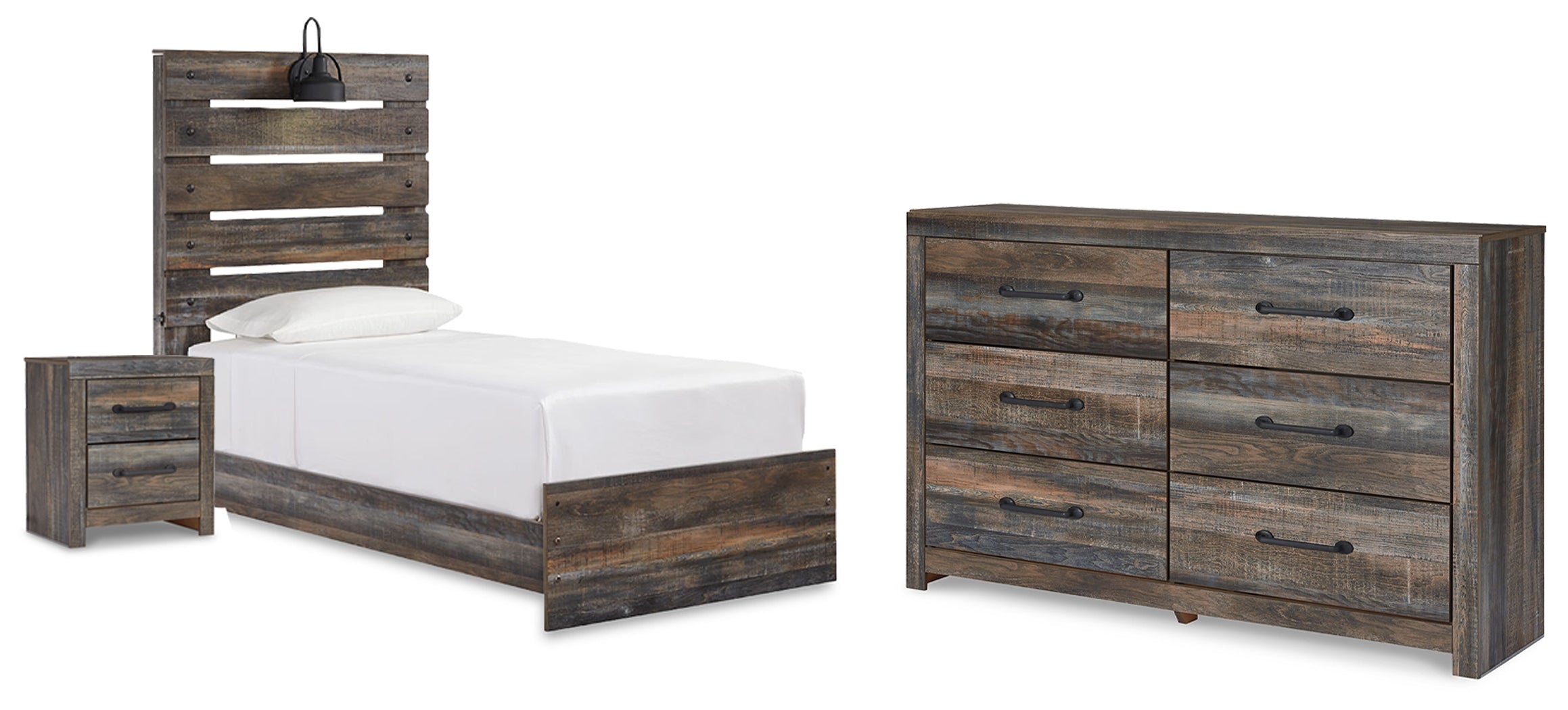 Best Deals Furniture - Ashley Furniture - Drystan Twin Panel Bed with Storage, Dresser and Nightstand - Twin Panel Bed with Storage, Dresser and Nightstand - B211B108