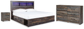 Best Deals Furniture - Ashley Furniture - Drystan King Bookcase Storage Bed, Dresser and Nightstand - King Bookcase Storage Bed, Dresser and Nightstand - B211B117