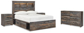 Best Deals Furniture - Ashley Furniture - Drystan Full Bookcase Bed with 2 sided Storage, Dresser and Nightstand - Full Bookcase Bed with 2 sided Storage, Dresser and Nightstand - B211B81
