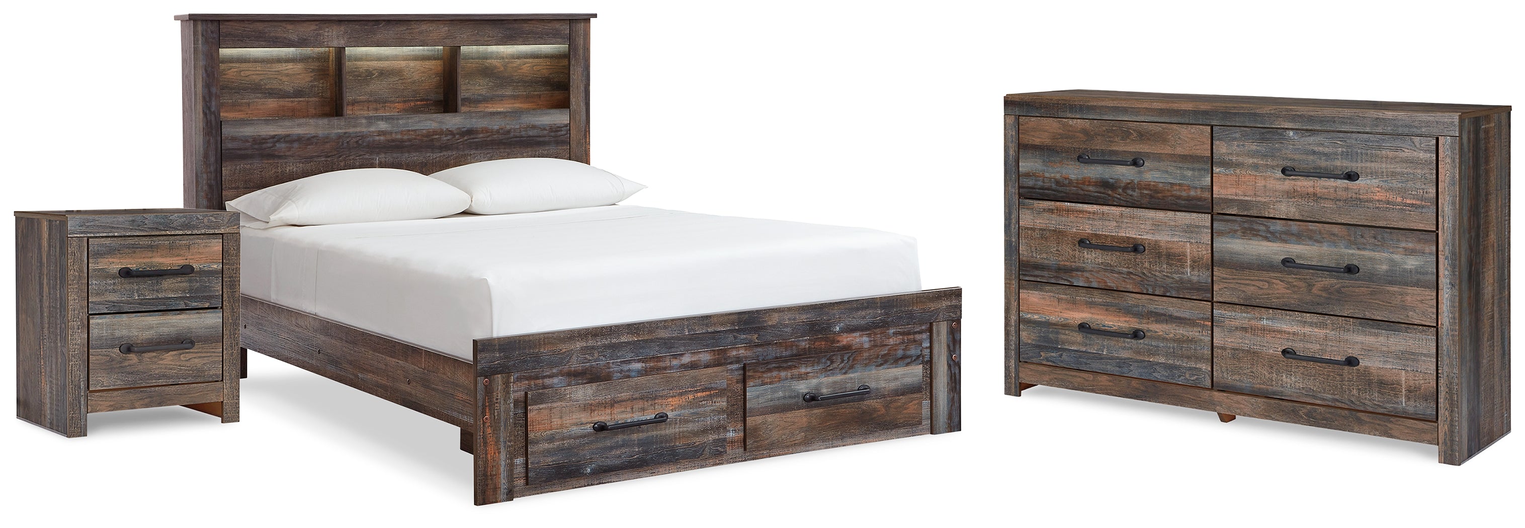 Best Deals Furniture - Ashley Furniture - Drystan Full Bookcase Bed, Dresser and Nightstand - Full Bookcase Bed, Dresser and Nightstand - B211B70