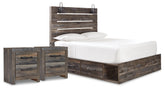 Best Deals Furniture - Ashley Furniture - Drystan Queen Panel Storage Bed and 2 Nightstands - Queen Panel Storage Bed and 2 Nightstands - B211B89