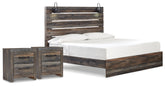 Best Deals Furniture - Ashley Furniture - Drystan King Panel Bed and 2 Nightstands - King Panel Bed and 2 Nightstands - B211B93