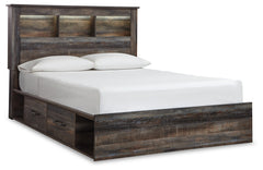 Drystan Queen Bookcase Bed with 4 Storage Drawers
