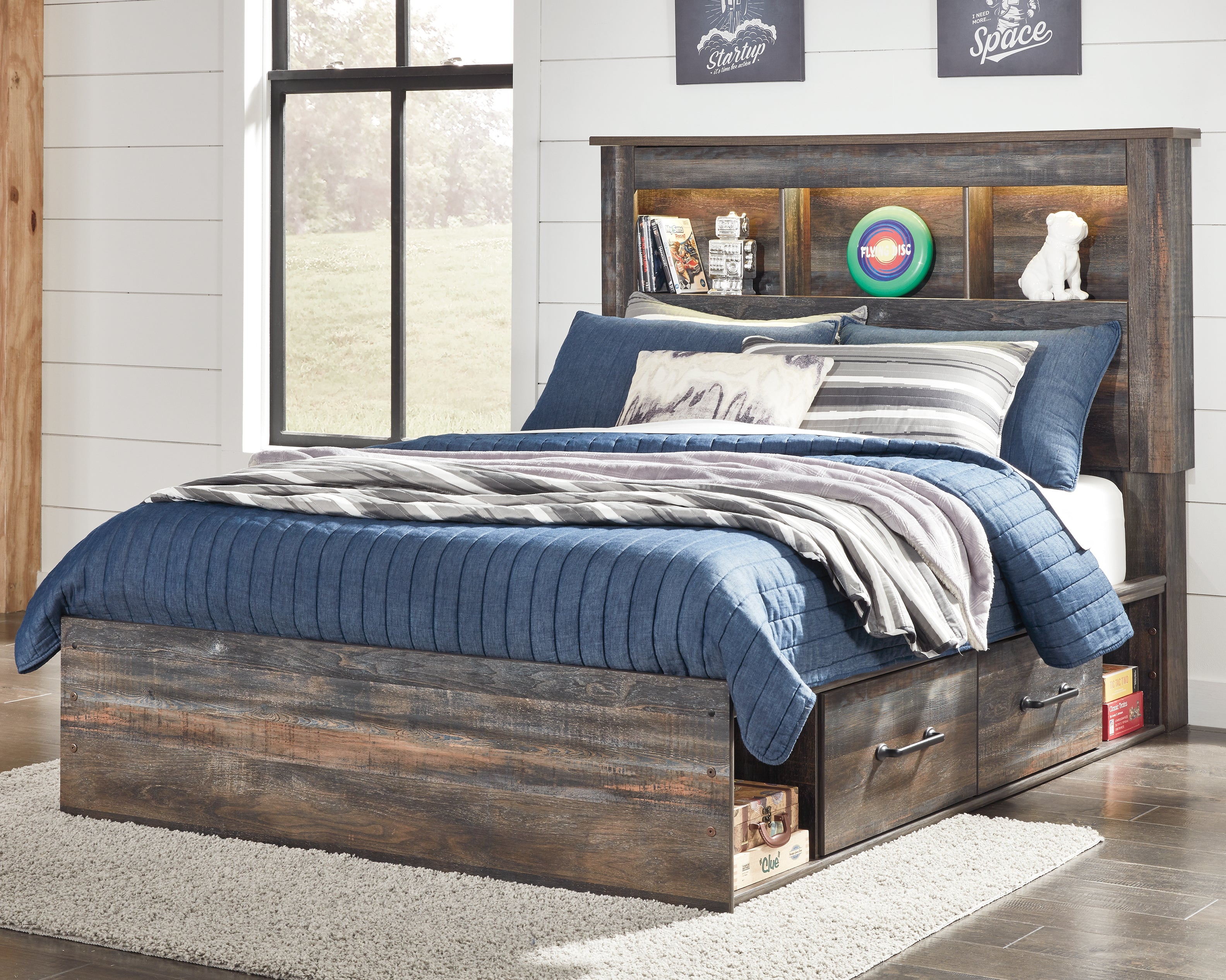 Best Deals Furniture - Ashley Furniture - Drystan Full Bookcase Bed with 4 Storage Drawers - Full Bookcase Bed with 4 Storage Drawers - B211B45