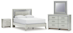 Best Deals Furniture - Ashley Furniture - Zyniden Queen Upholstered Panel Bed, Dresser, Mirror and Nightstand - Queen Upholstered Panel Bed, Dresser, Mirror and Nightstand - B2114B7