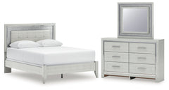 Best Deals Furniture - Ashley Furniture - Zyniden Queen Upholstered Panel Bed, Dresser and Mirror - Queen Upholstered Panel Bed, Dresser and Mirror - B2114B5