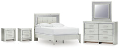 Best Deals Furniture - Ashley Furniture - Zyniden Full Upholstered Panel Bed, Dresser, Mirror and 2 Nightstands - Full Upholstered Panel Bed, Dresser, Mirror and 2 Nightstands - B2114B24