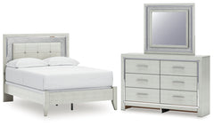 Best Deals Furniture - Ashley Furniture - Zyniden Full Upholstered Panel Bed, Dresser and Mirror - Full Upholstered Panel Bed, Dresser and Mirror - B2114B6