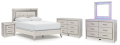 Best Deals Furniture - Ashley Furniture - Zyniden Queen Upholstered Panel Bed, 2 Dressers, Mirror and Nightstand - Queen Upholstered Panel Bed, 2 Dressers, Mirror and Nightstand - B2114B20