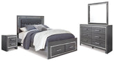 Best Deals Furniture - Ashley Furniture - Lodanna Queen Panel Storage Bed with Mirrored Dresser and Nightstand - Queen Panel Storage Bed with Mirrored Dresser and Nightstand - B214B16