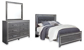 Best Deals Furniture - Ashley Furniture - Lodanna Queen Upholstered Panel Bed, Dresser and Mirror - Queen Upholstered Panel Bed, Dresser and Mirror - B214B6