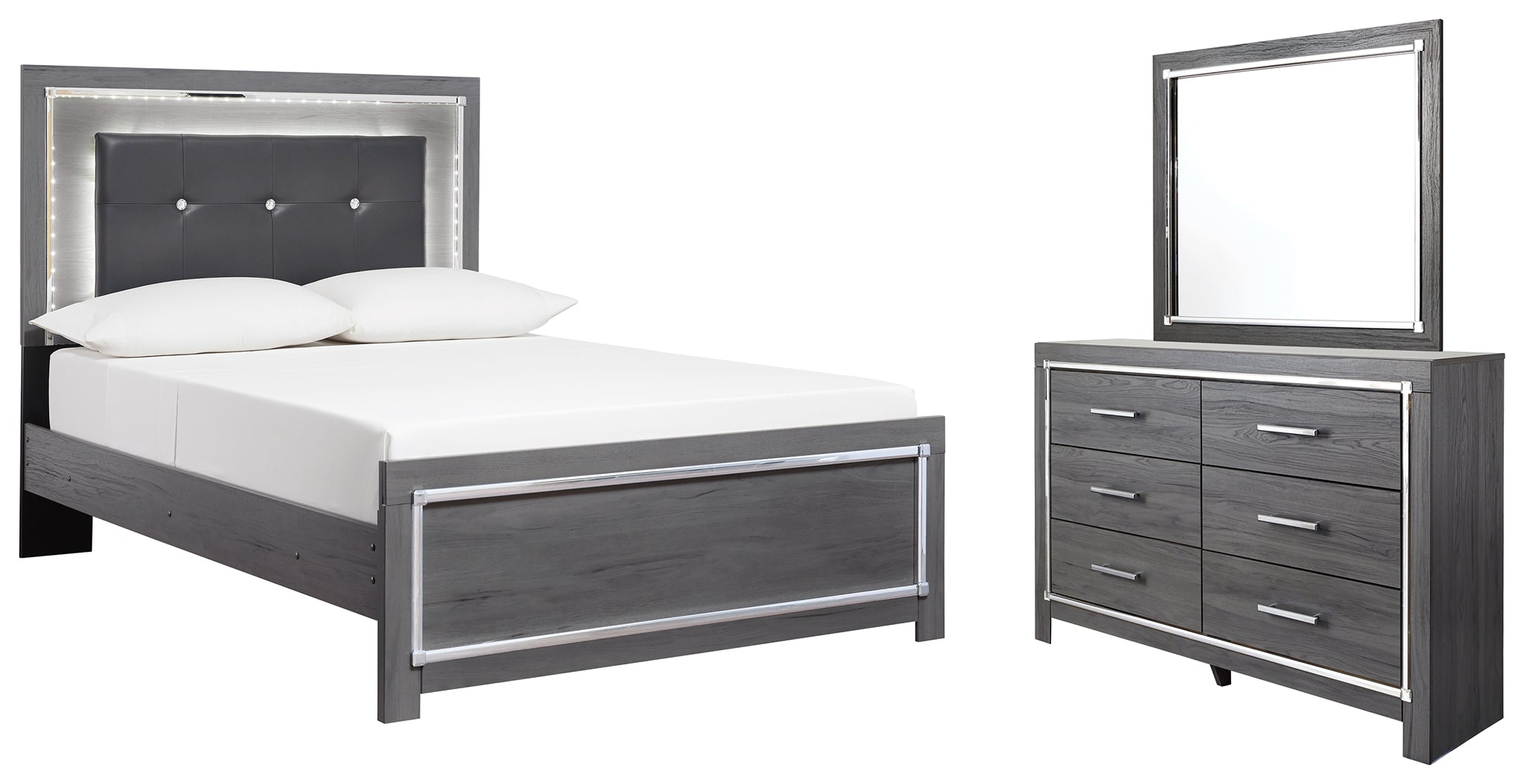 Best Deals Furniture - Ashley Furniture - Lodanna Full Panel Bed, Dresser and Mirror - Full Panel Bed, Dresser and Mirror - B214B8