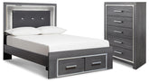 Best Deals Furniture - Ashley Furniture - Lodanna Full Upholstered Panel Storage Bed and Chest - Full Upholstered Panel Storage Bed and Chest - B214B62
