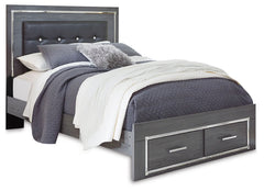 Lodanna Queen Upholstered Panel Storage Bed, Dresser, Mirror, and Nightstand