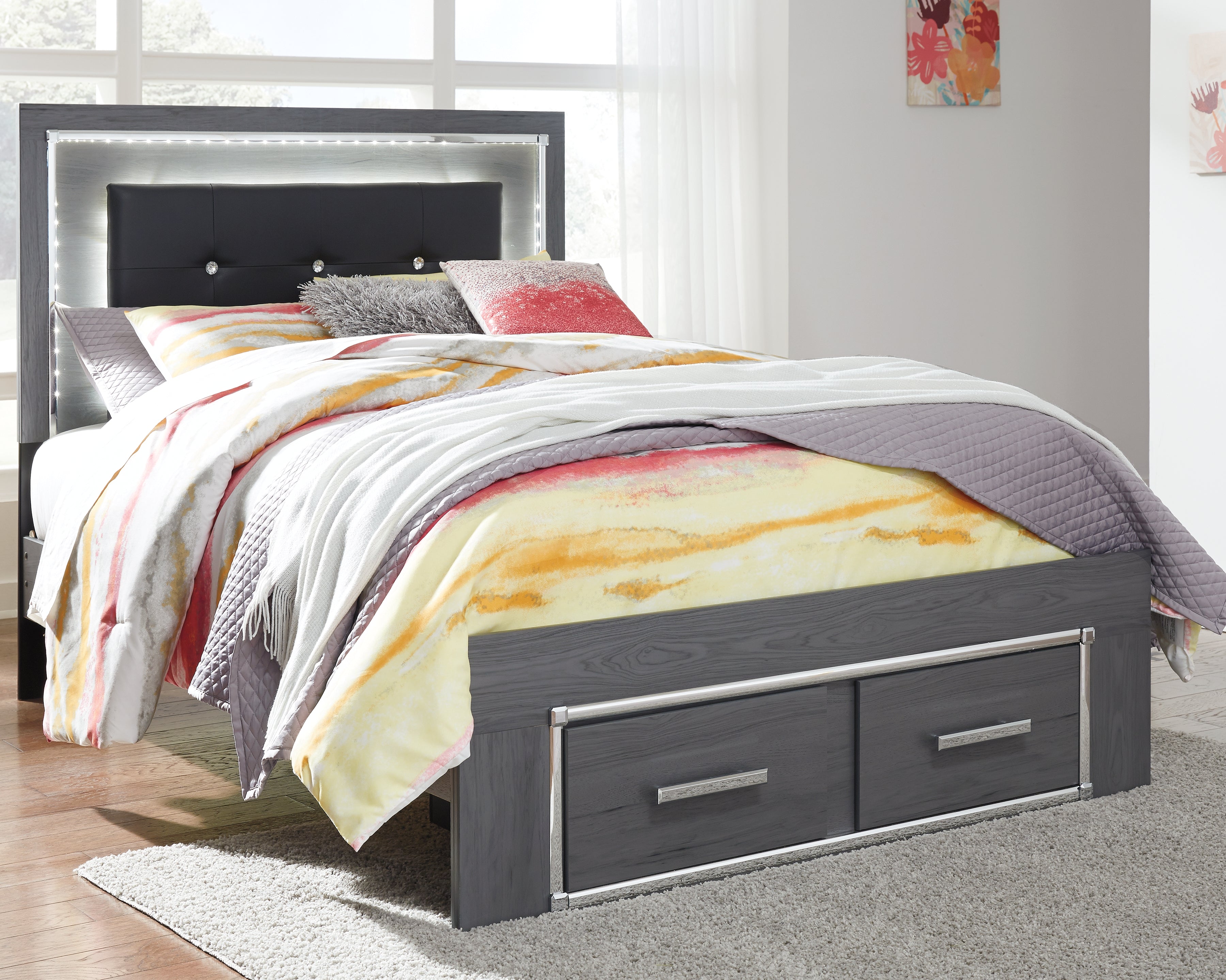 Best Deals Furniture - Ashley Furniture - Lodanna Full Panel Bed with 2 Storage Drawers - Full Panel Bed with 2 Storage Drawers - B214B5