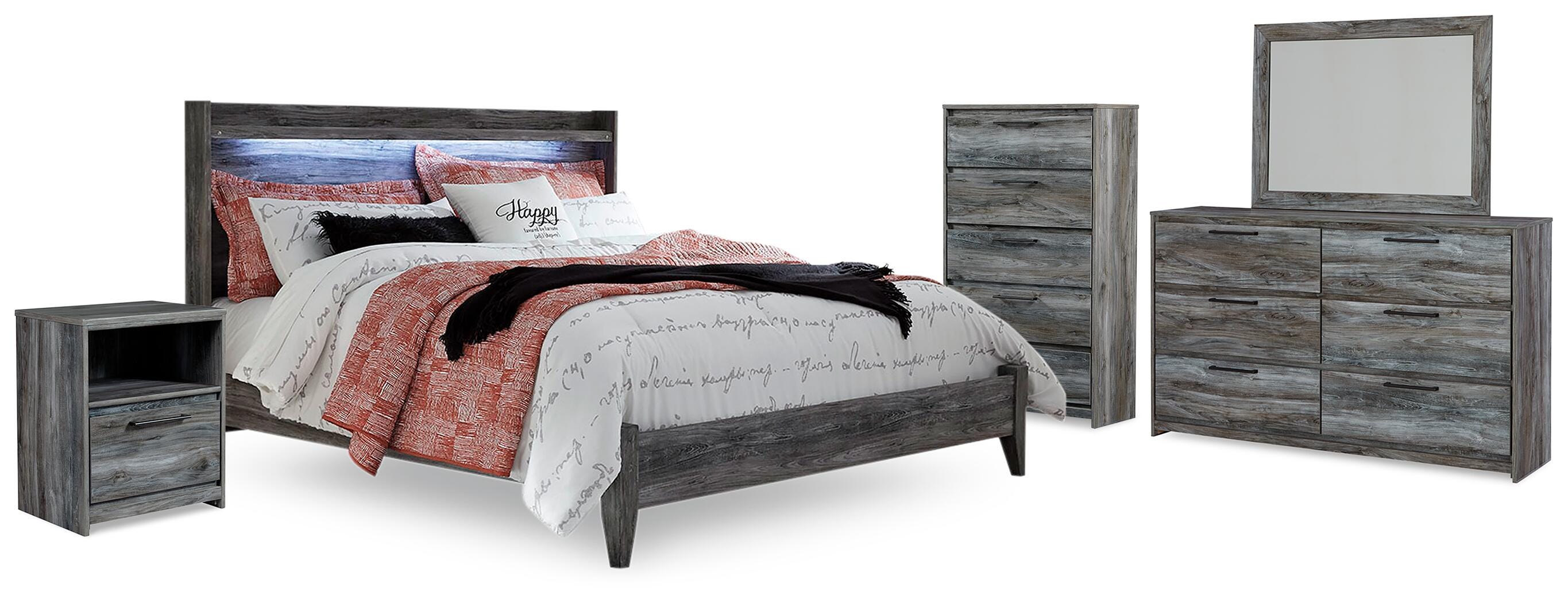 Best Deals Furniture - Ashley Furniture - Baystorm King Panel Bed, Dresser, Mirror, Chest and Nightstand - King Panel Bed, Dresser, Mirror, Chest and Nightstand - B221B102