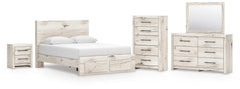 Best Deals Furniture - Ashley Furniture - Lawroy Queen Panel Storage Bed, Dresser, Mirror, Chest and Nightstand - Queen Panel Storage Bed, Dresser, Mirror, Chest and Nightstand - B2310B55