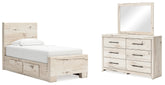Best Deals Furniture - Ashley Furniture - Lawroy Twin Panel Bed with Storage, Dresser and Mirror - Twin Panel Bed with Storage, Dresser and Mirror - B2310B36