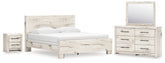 Best Deals Furniture - Ashley Furniture - Lawroy King Panel Bed, Dresser, Mirror and Nightstand - King Panel Bed, Dresser, Mirror and Nightstand / Light Natural - B2310B44